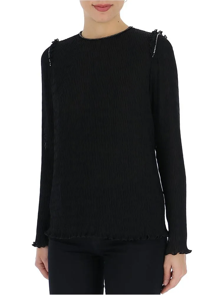 'S Max Mara Embellished Collar Pleated Blouse