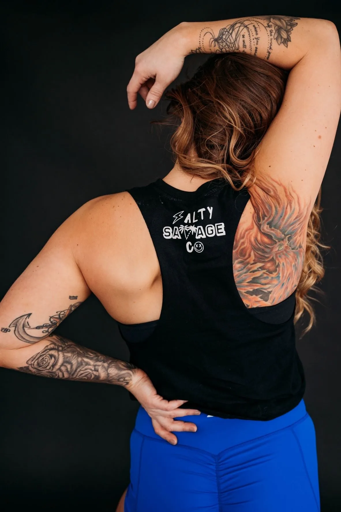 Salty Savage Ladies "Daredevil" Flowy Racerback Crop Tank