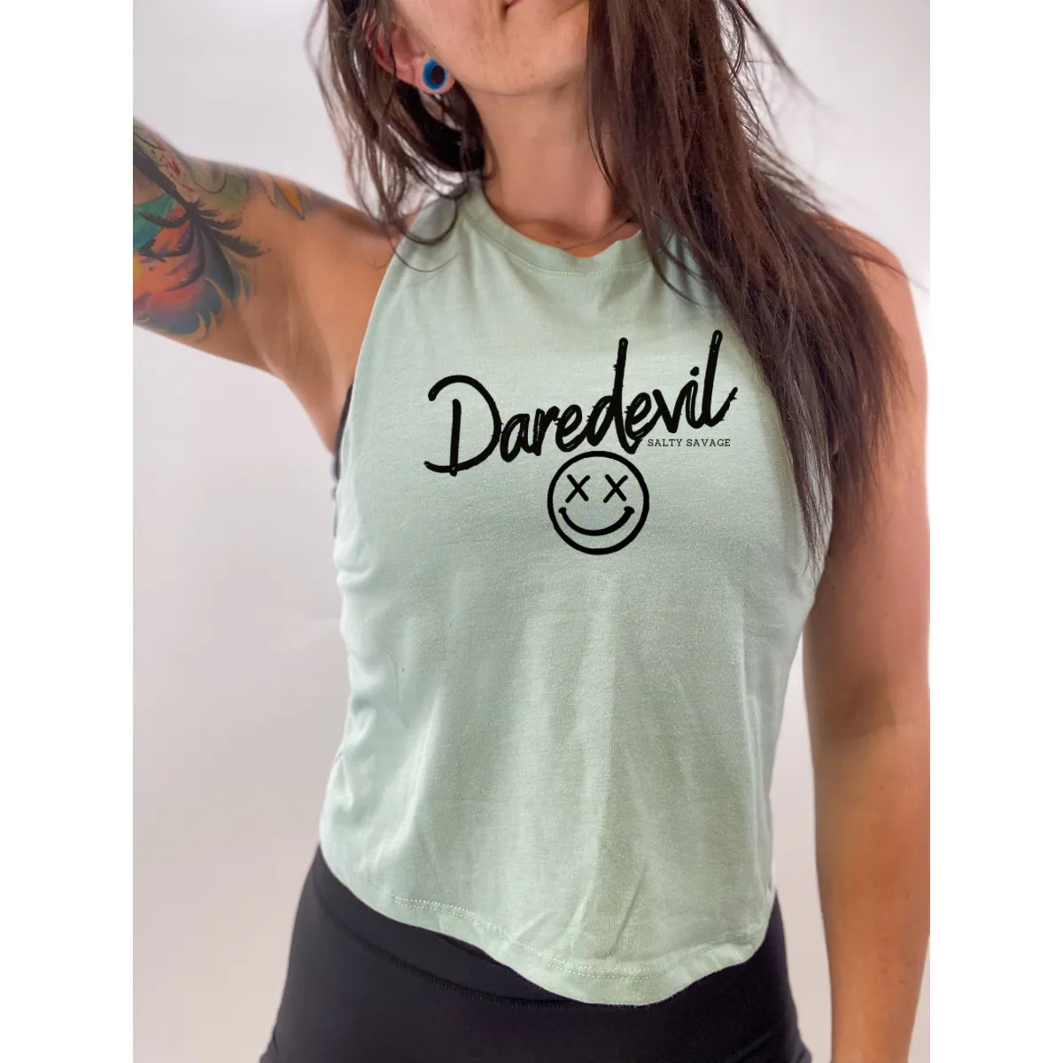 Salty Savage Ladies "Daredevil" Flowy Racerback Crop Tank