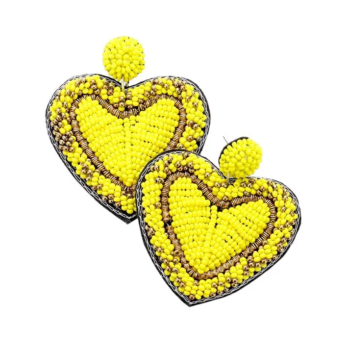 Seed Bead Heart Earrings