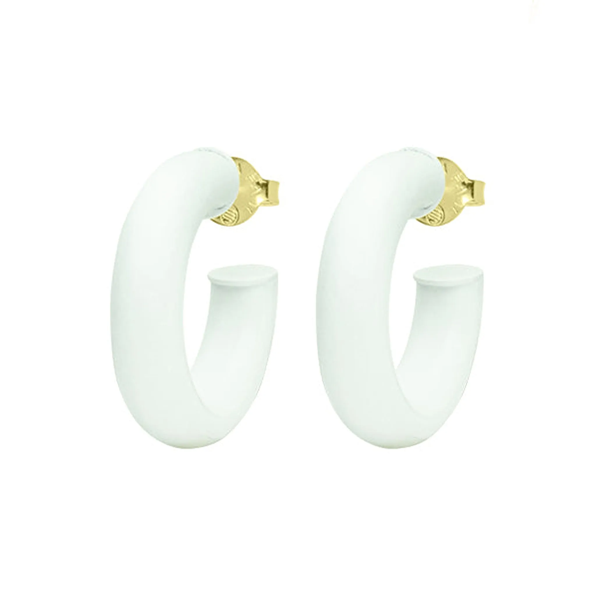 Sheila Fajl Thick Small Chantal Hoop Earrings in Painted White