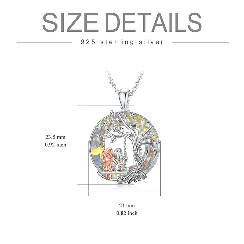 Sisters Gifts 925 Sterling Silver Tree of Life 2 Sisters Necklace with Crystal Sister Jewelry Gifts for Women Friend