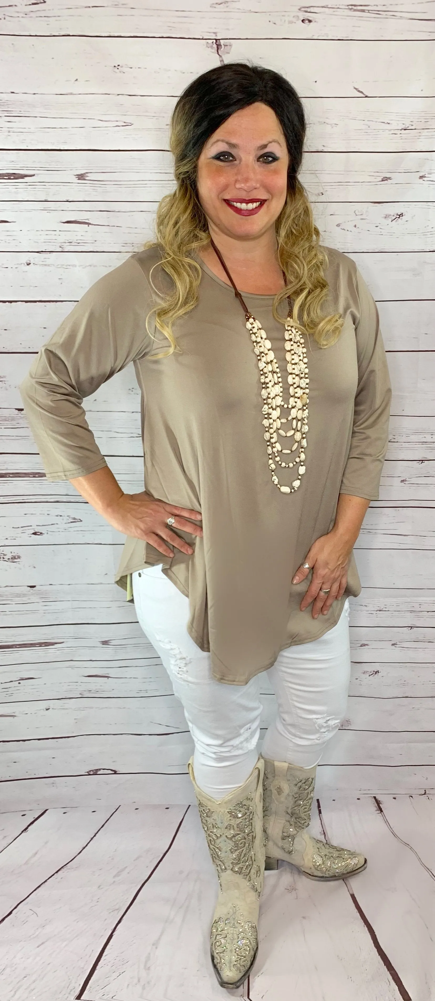 SMALL: Taupe Scoop Tunic