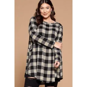 Soft Knit Buffalo Plaid Tunic Top