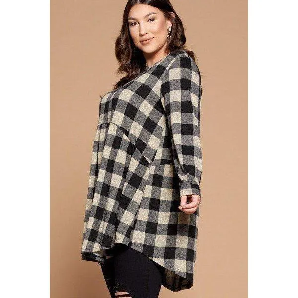 Soft Knit Buffalo Plaid Tunic Top