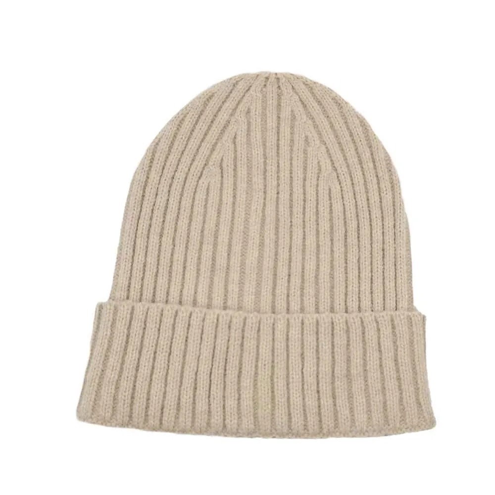 Solid Ribbed Cuff Beanie Hat