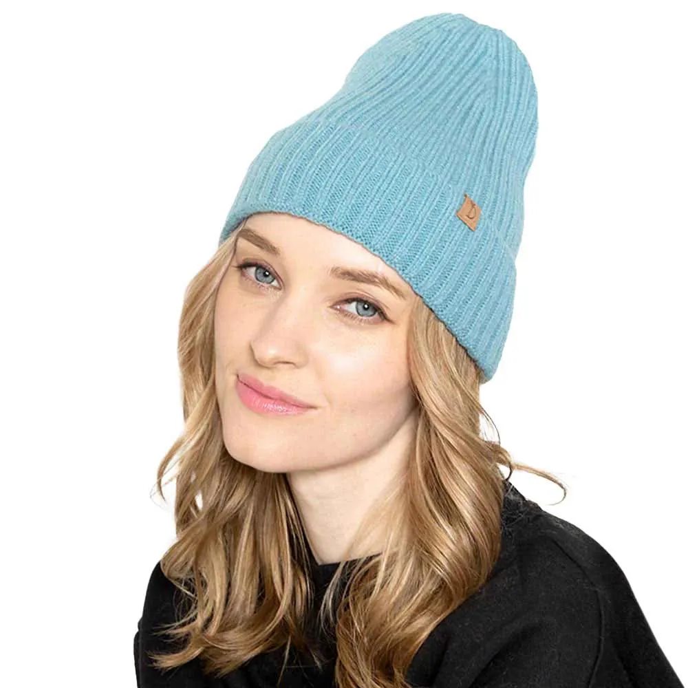 Solid Ribbed Cuff Beanie Hat