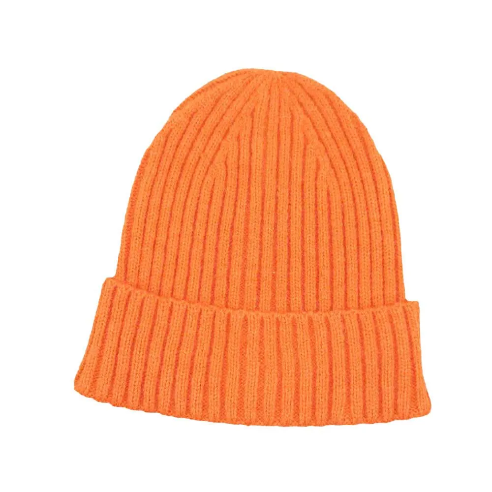 Solid Ribbed Cuff Beanie Hat