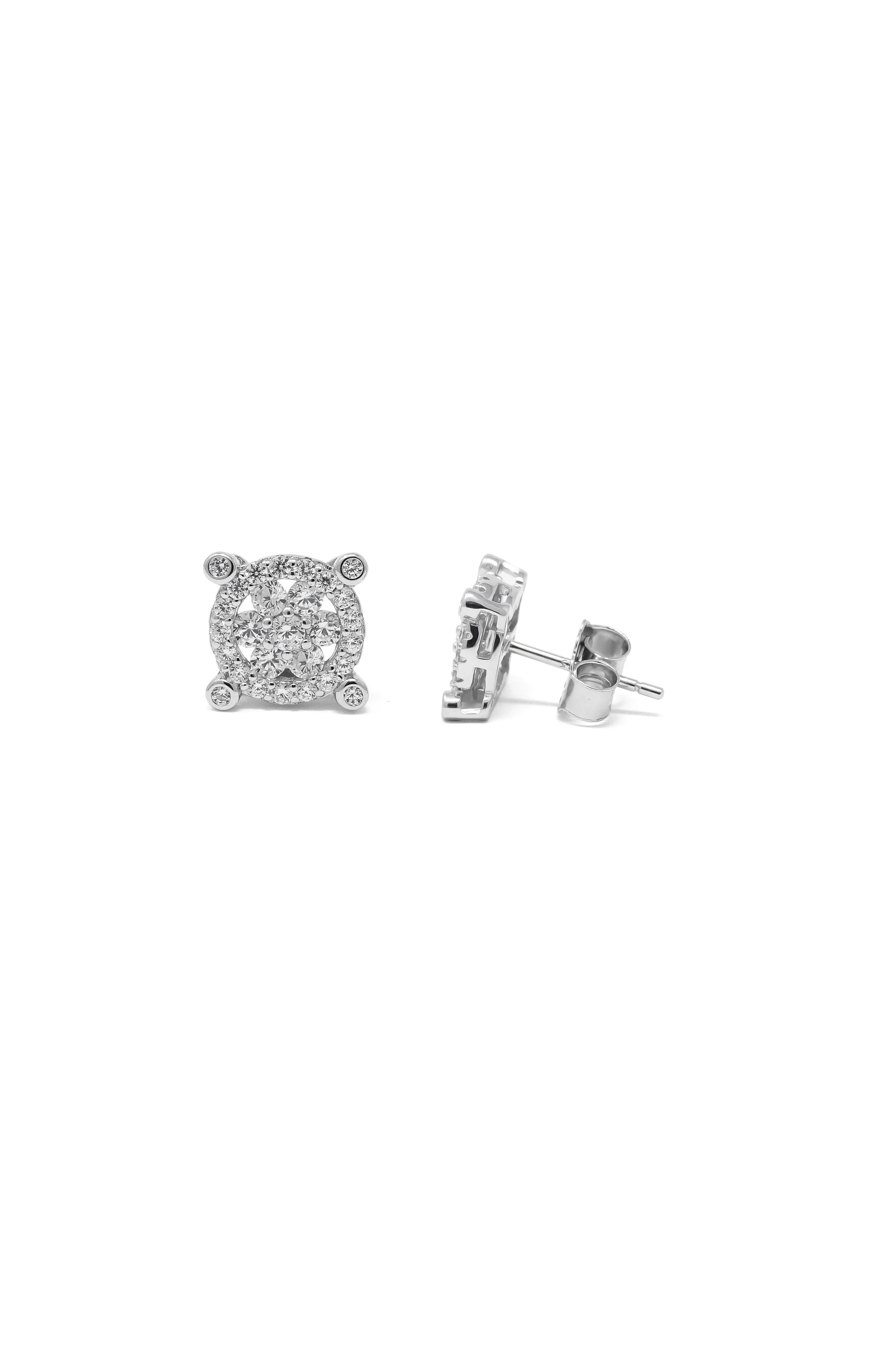 Square Tales Statement Sterling Silver Stud Earrings