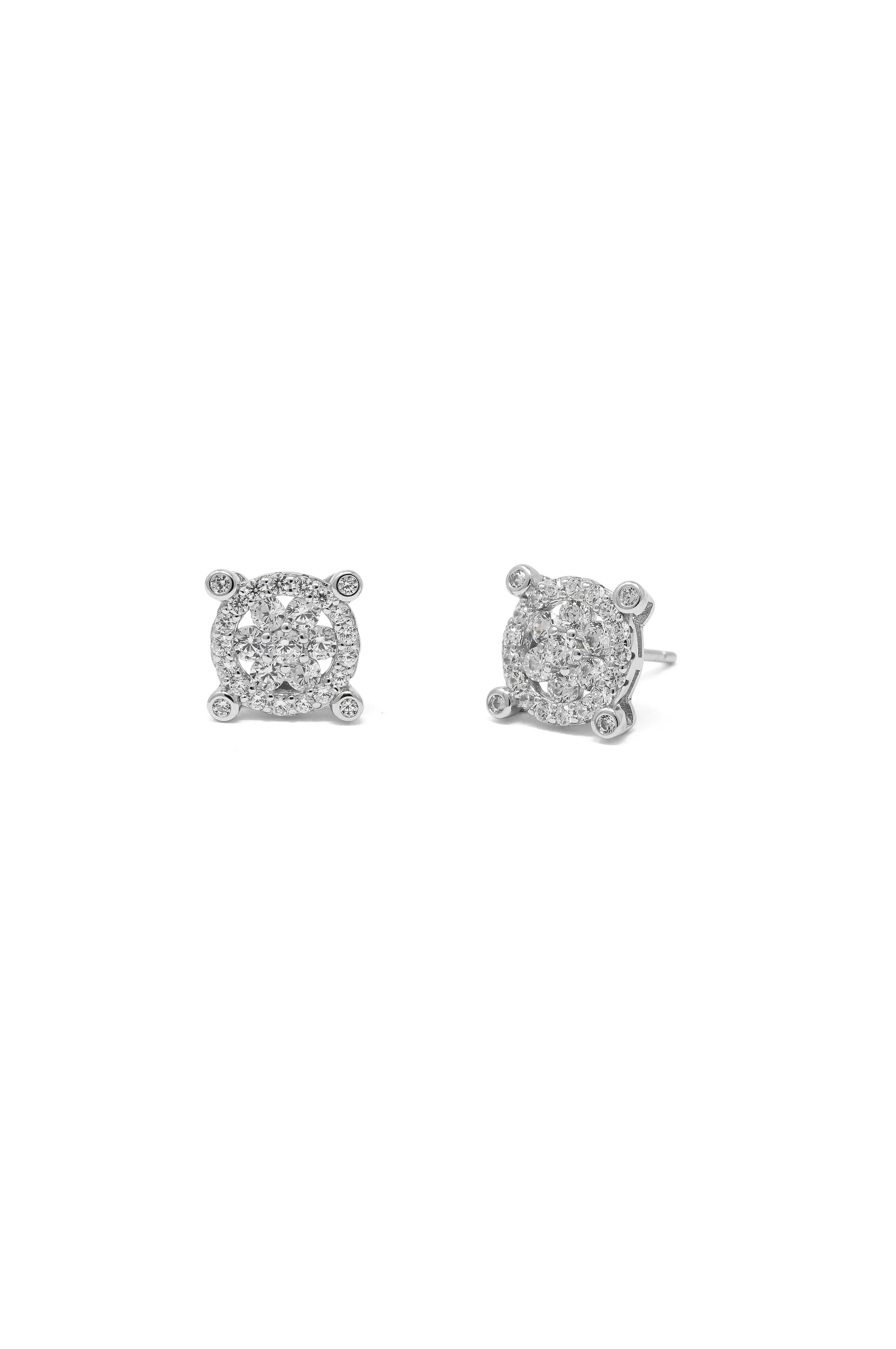 Square Tales Statement Sterling Silver Stud Earrings