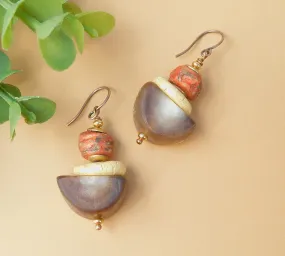 Stoneware Clay Semicircle Bead Earrings