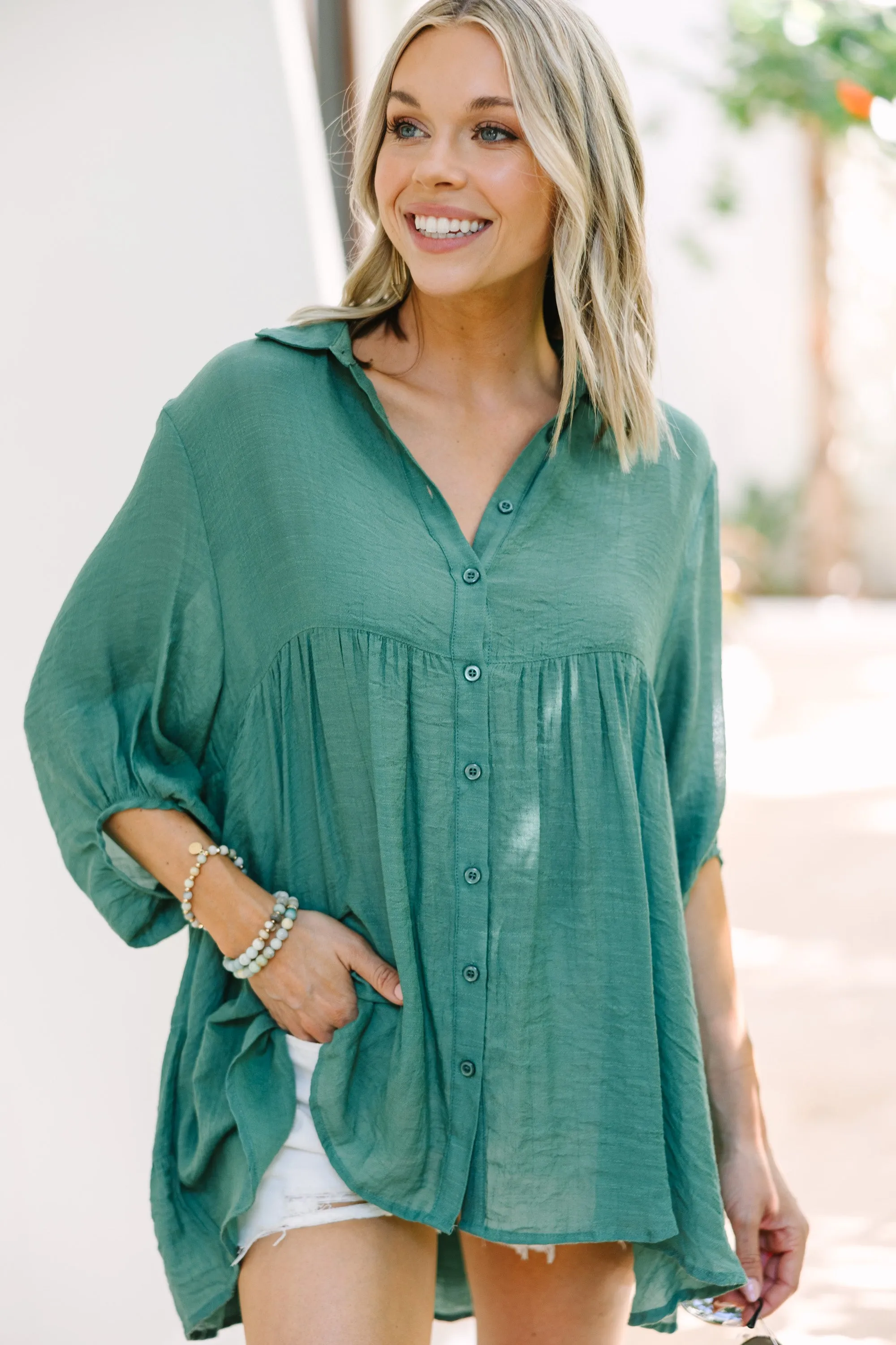 Take Me There Lagoon Green Tunic