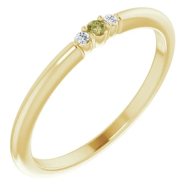 Tania Ring - 3-stone Diamond & Green Montana Sapphire Stacking Wedding Ring