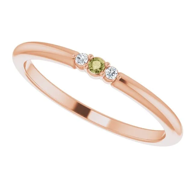 Tania Ring - 3-stone Diamond & Green Montana Sapphire Stacking Wedding Ring