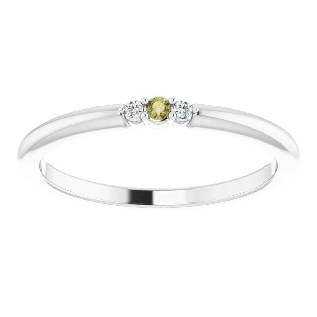 Tania Ring - 3-stone Diamond & Green Montana Sapphire Stacking Wedding Ring