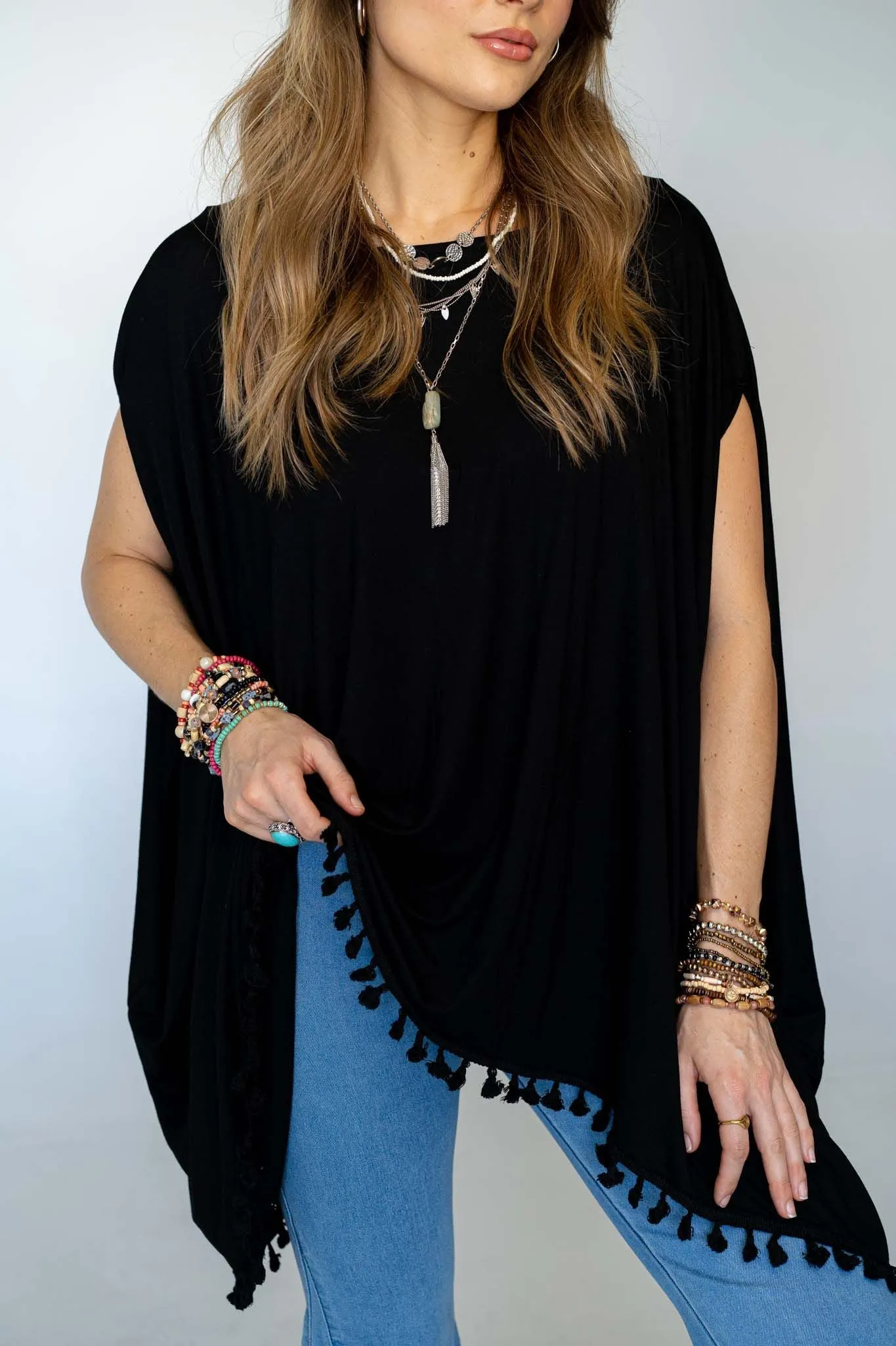 The Wren Tassel Tunic - Black