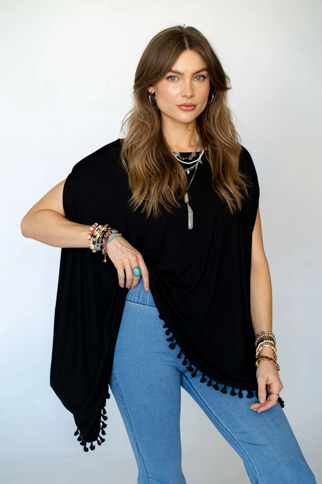 The Wren Tassel Tunic - Black