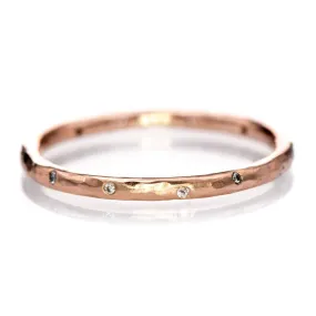 Thin Diamond Wedding Ring Skinny Hammered Texture Gold Wedding Band