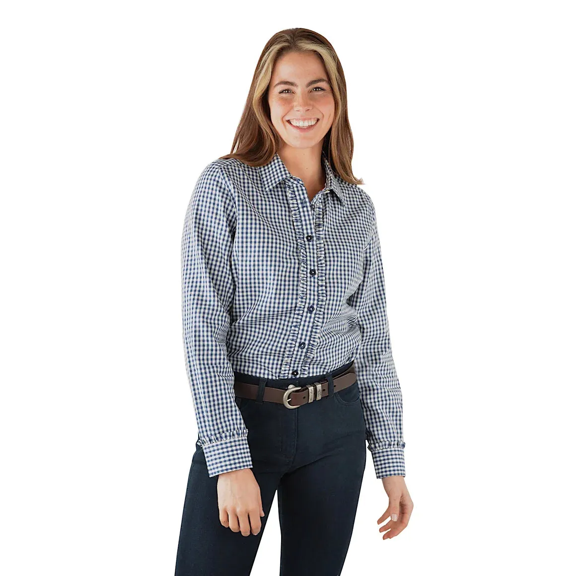 Thomas Cook Womens Isla Gingham Wool Shirt - Navy