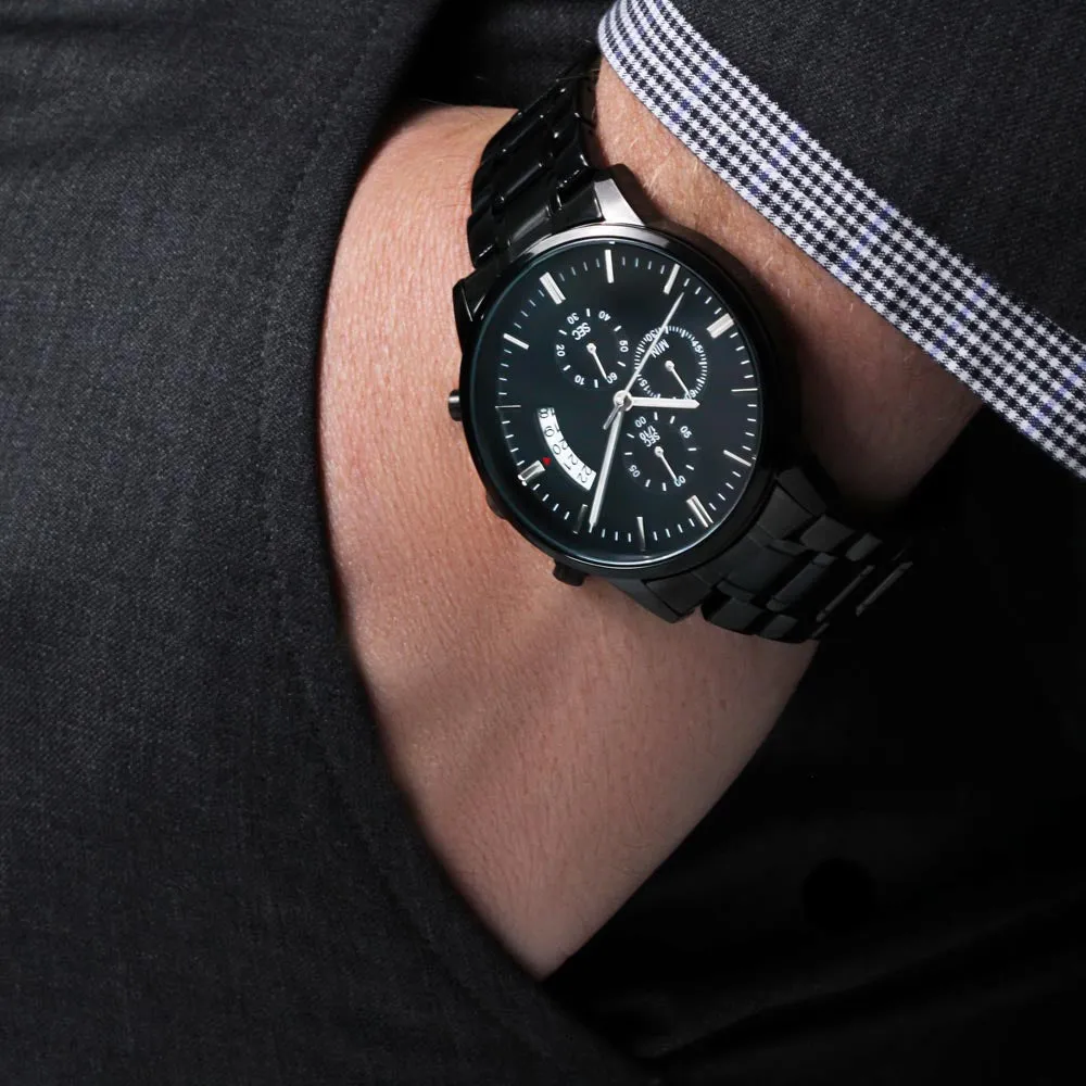 To My Man, Big Crazy Beautiful World Black Chronograph Watch For Men