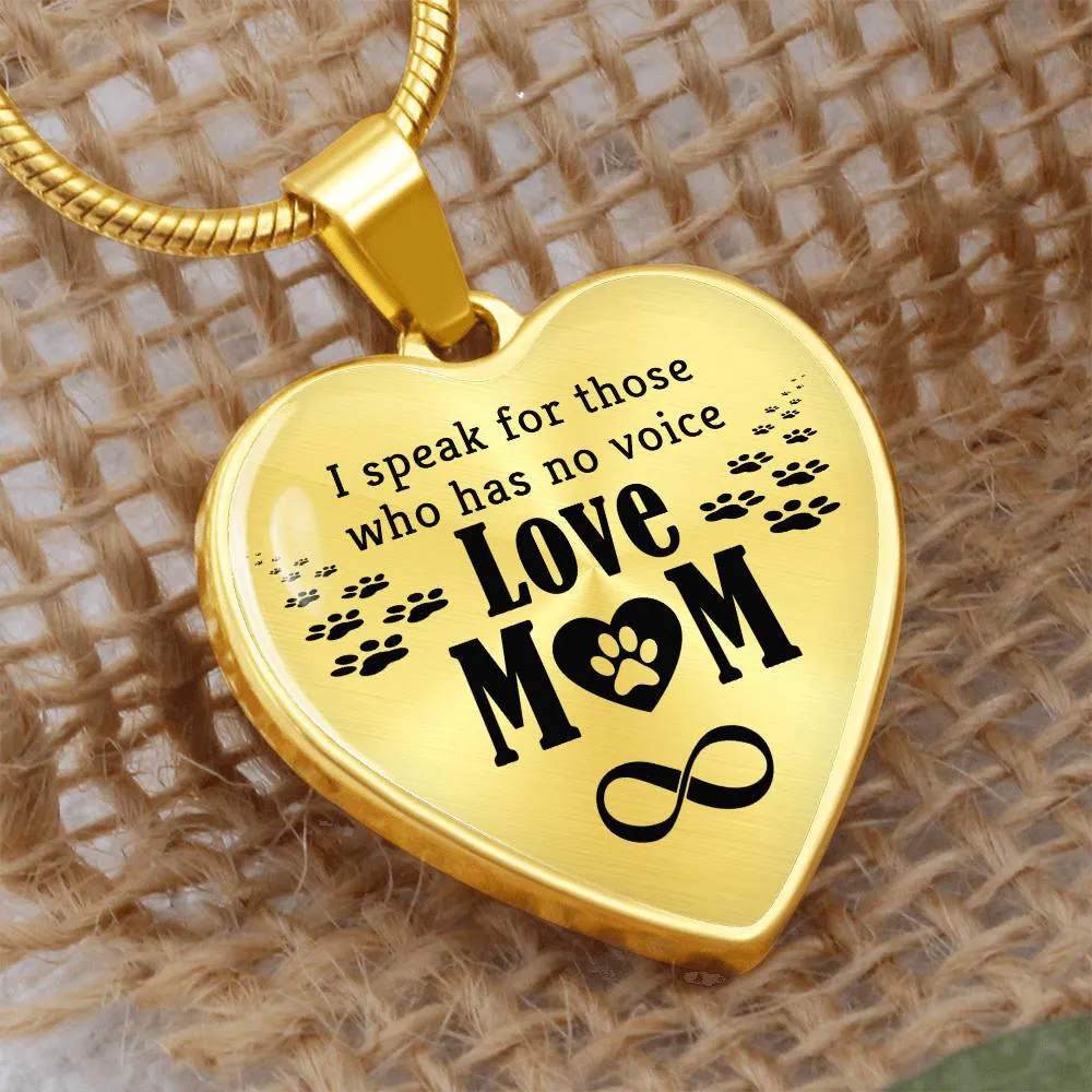 To My Mom Heart Necklace - I Speak for Those Snake Chain