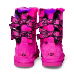 UGG Bailey Bow Plaid Punk Rock Rose Boots - Youth