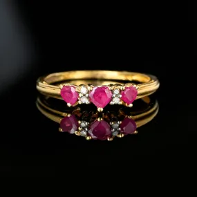 Vintage 10K Gold Diamond Ruby Heart Ring