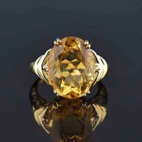 Vintage 14K Gold 8 CTW Diamond Citrine Ring