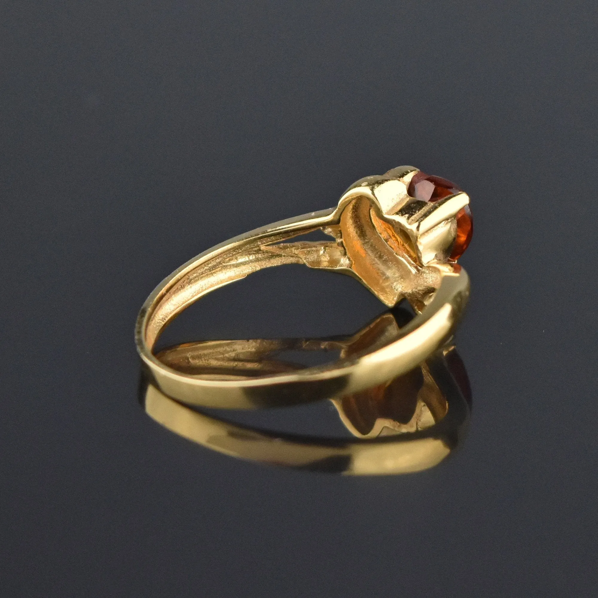 Vintage 14K Gold Diamond Heart Shape Citrine Ring