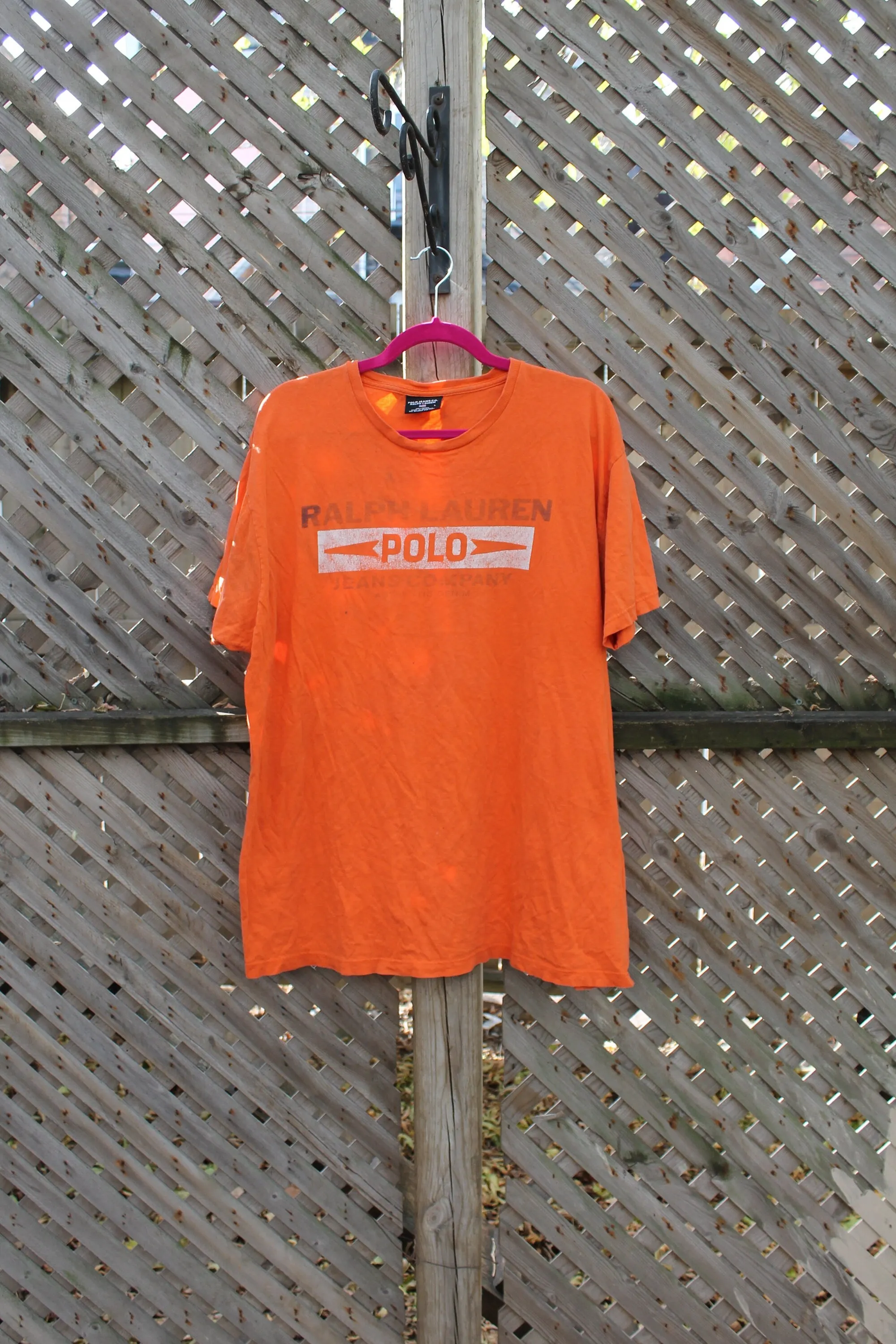 Vintage 1990s Polo Ralph Lauren Graphic T Shirt / Vintage Ralph Lauren / Streetwear / Orange T Shirt / 90s Polo / Polo Jeans Co