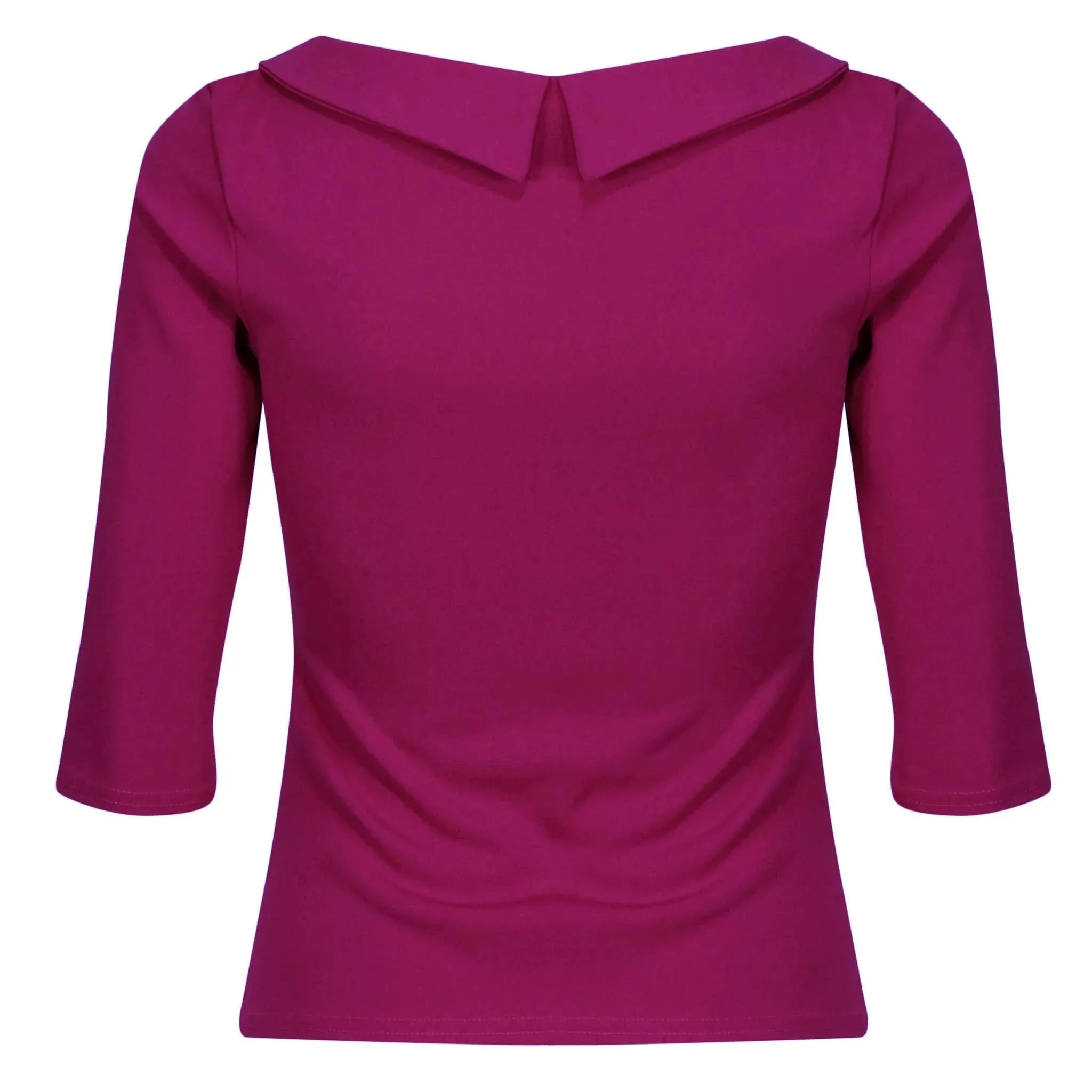 Vintage Magenta Purple 3/4 Sleeve Tie Neck Top