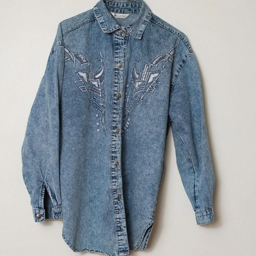 Vintage Oversized Denim Shirt (S)