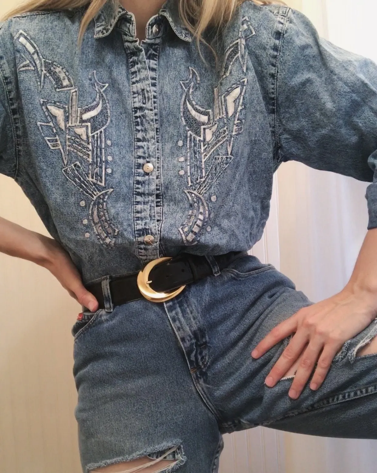 Vintage Oversized Denim Shirt (S)