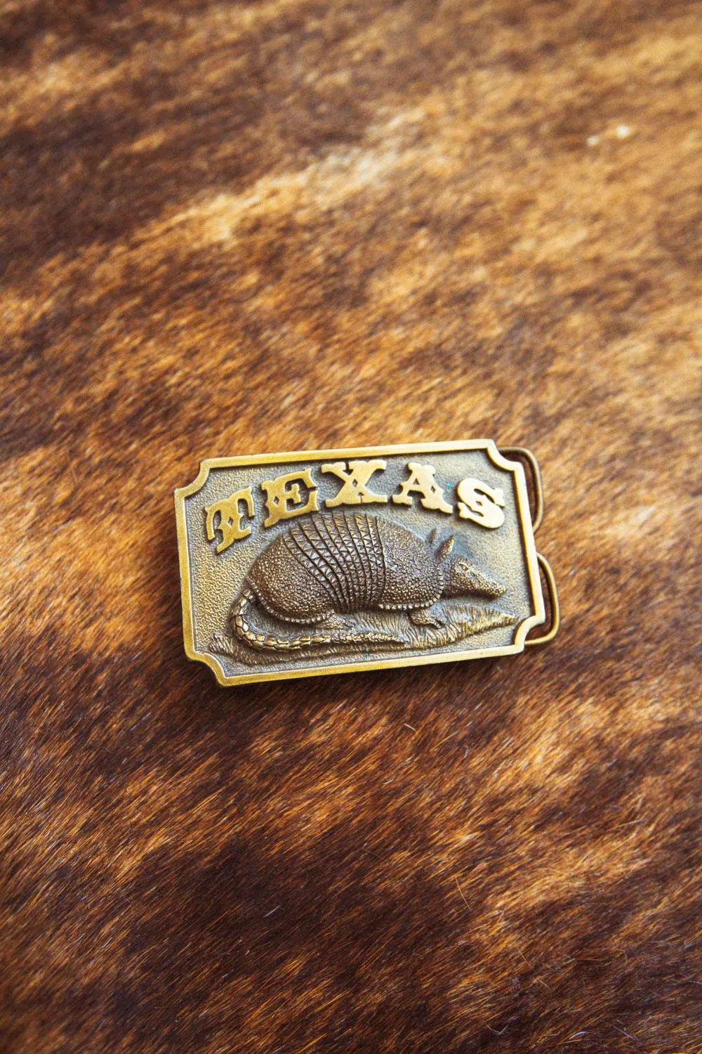 Vintage Texas Armadillo Western Belt Buckle