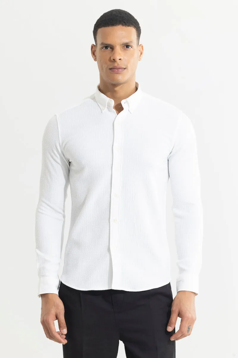 Waffle Grid White Shirt