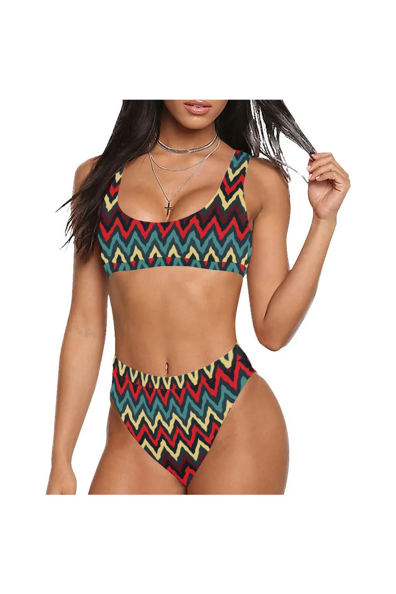 Wave Maker Sport Top & High-Waist Bikini Swimsuit