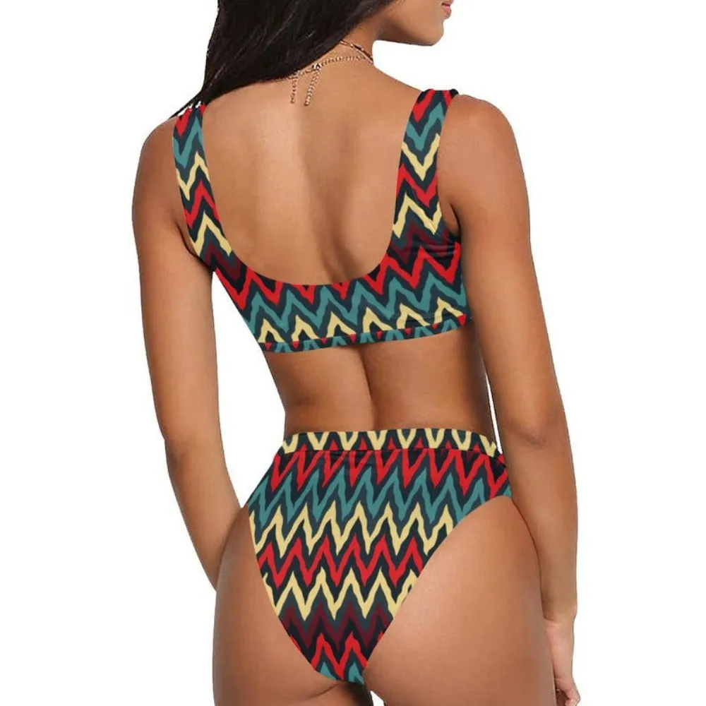 Wave Maker Sport Top & High-Waist Bikini Swimsuit