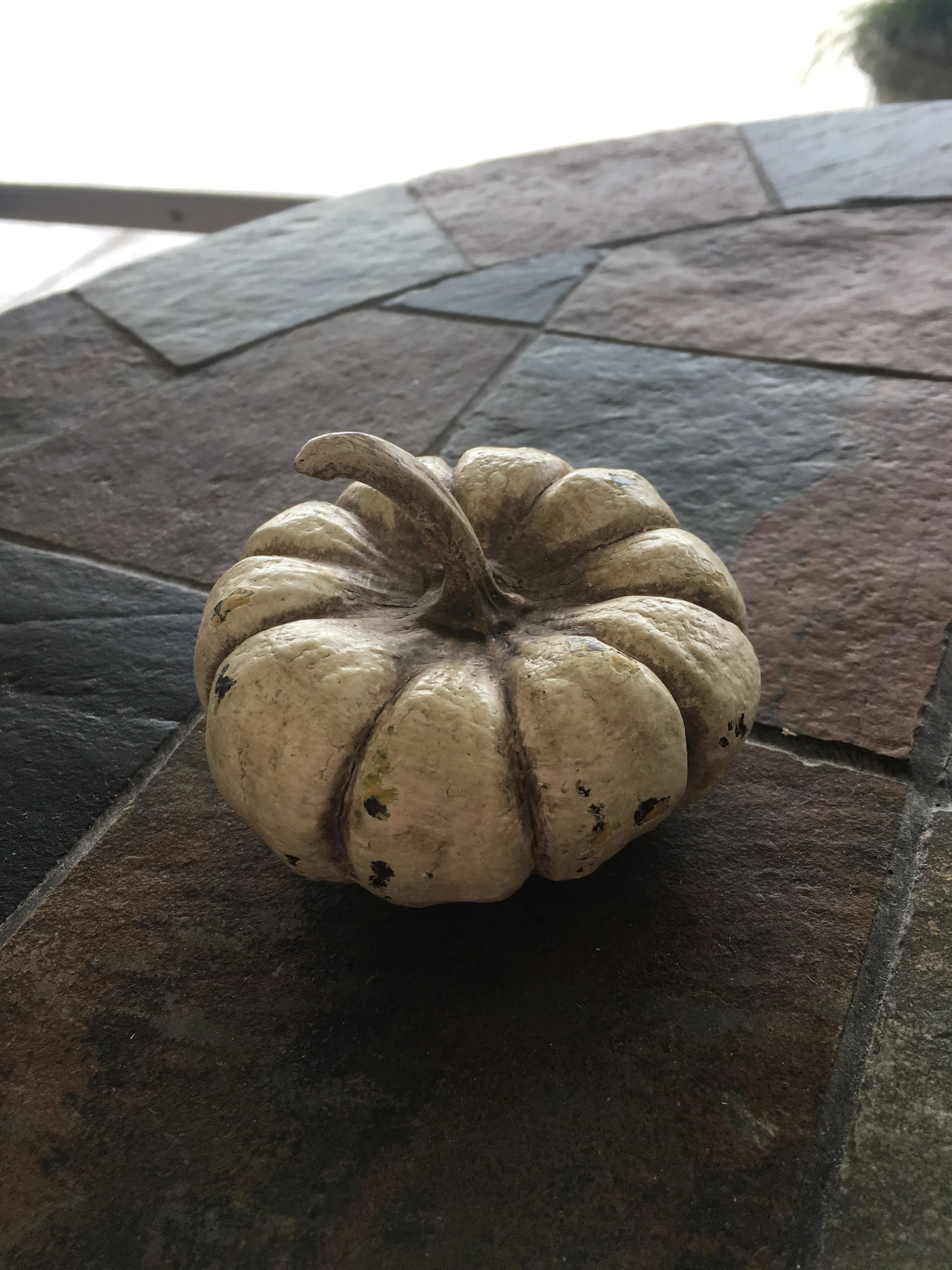 White Antiqued Resin Pumpkin