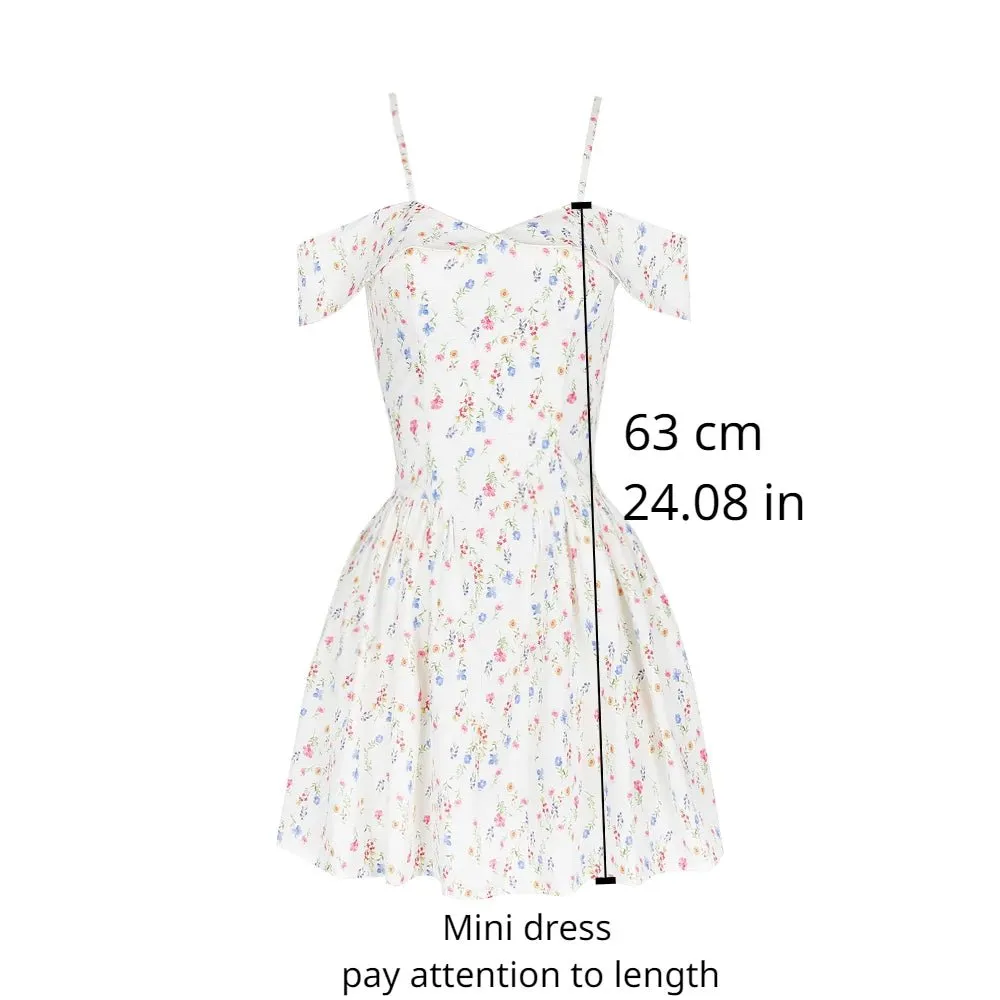 White Posy Print Corset Mini Dress