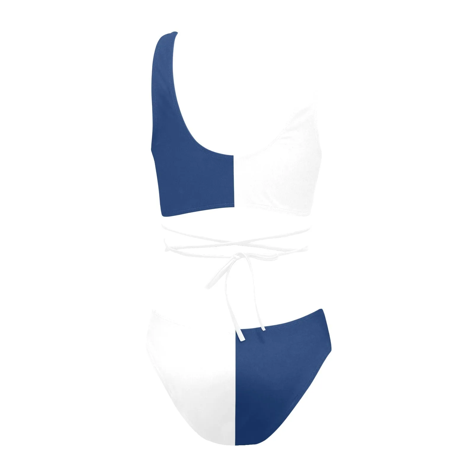 wht blue print Cross String Bikini Set (Model S29)