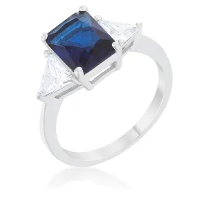 WildKlass Classic Sapphire Rhodium Plated Engagement Ring