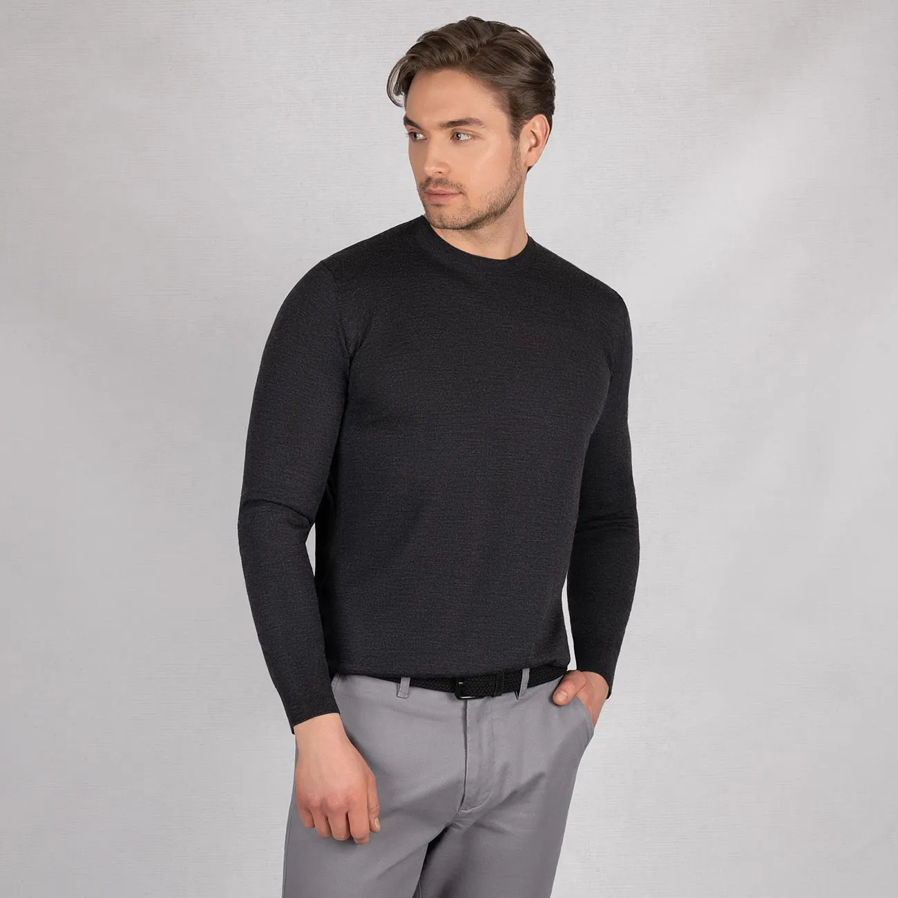 Wool Pullover Light Round Neck Men