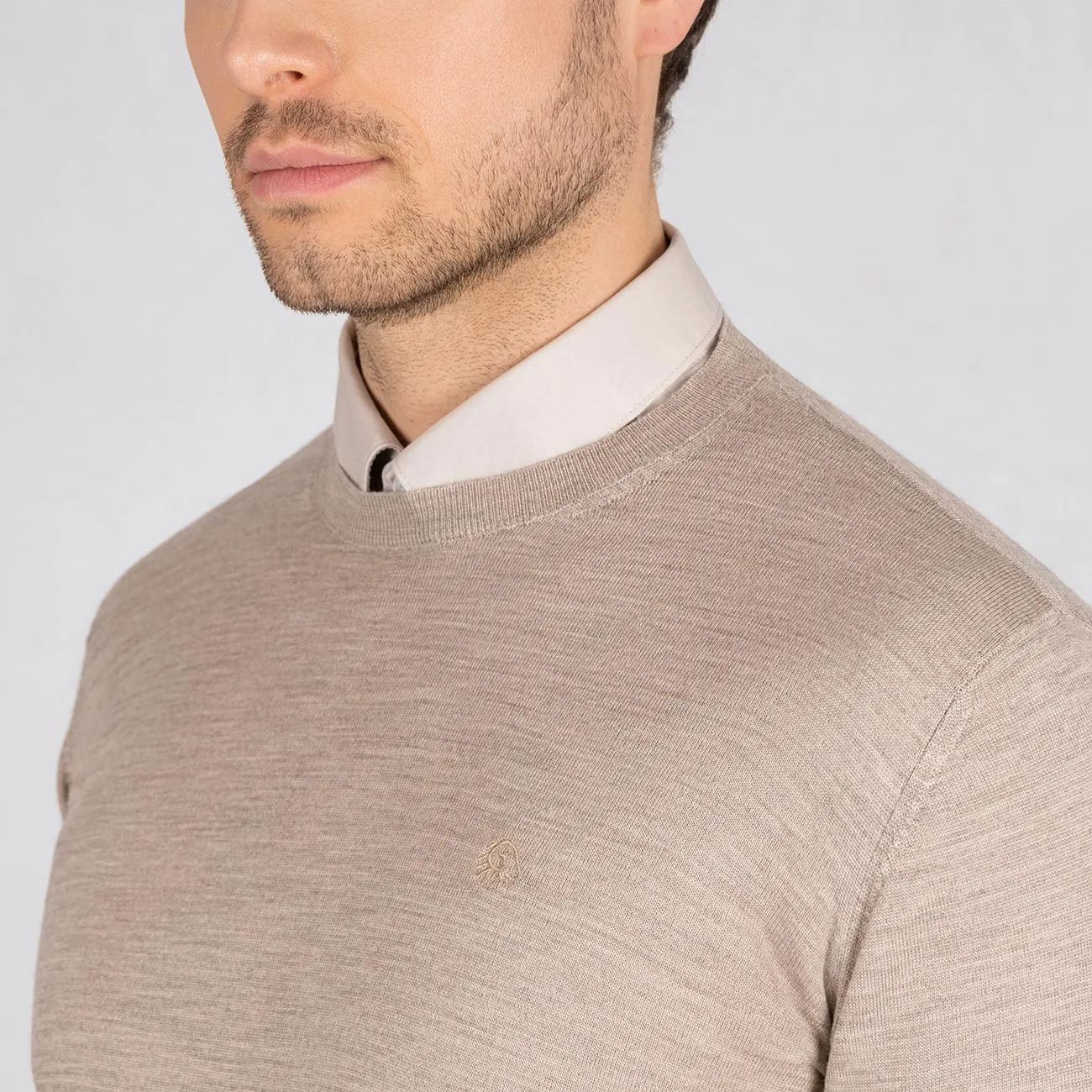 Wool Pullover Light Round Neck Men