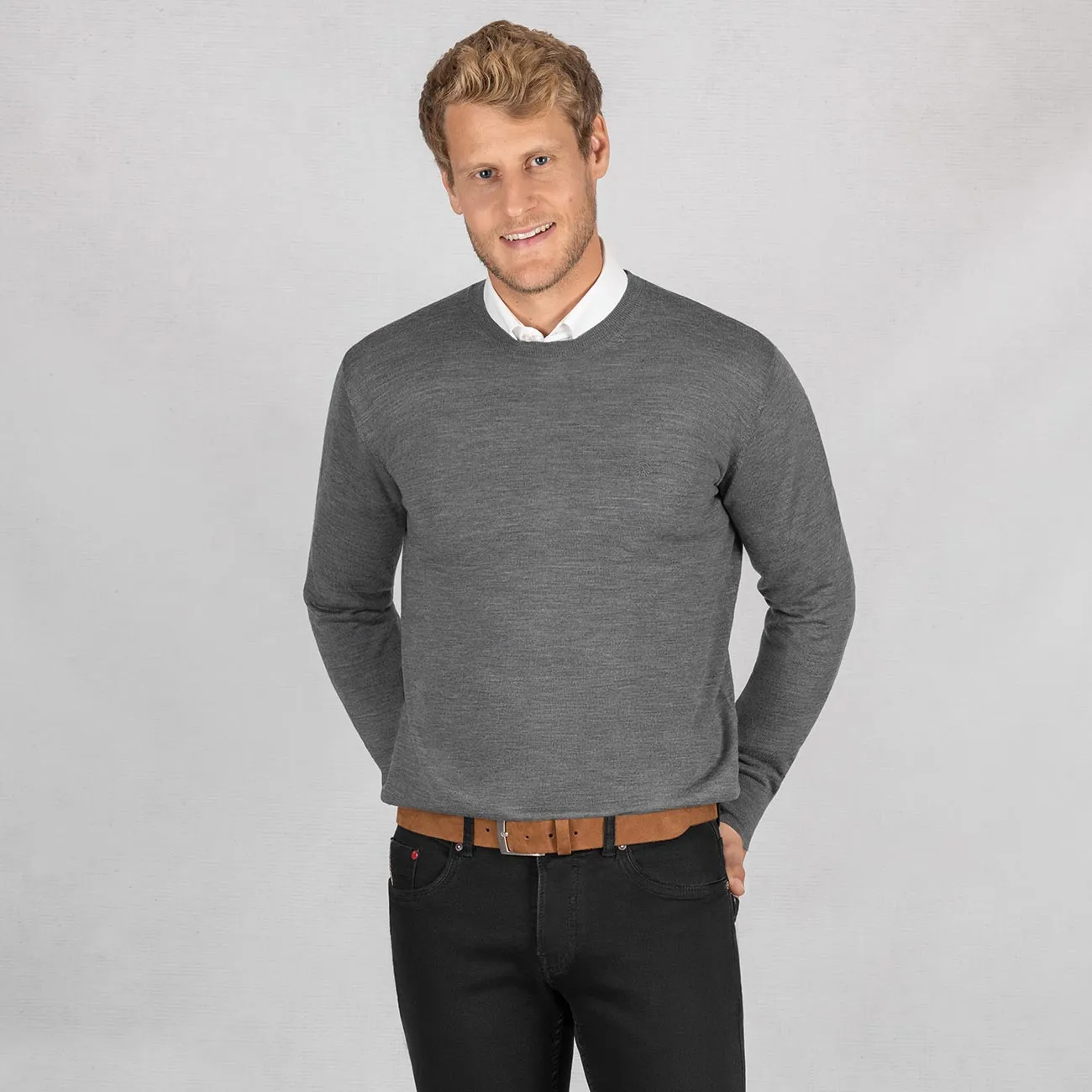 Wool Pullover Light Round Neck Men