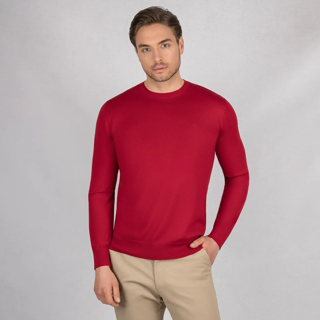 Wool Pullover Light Round Neck Men